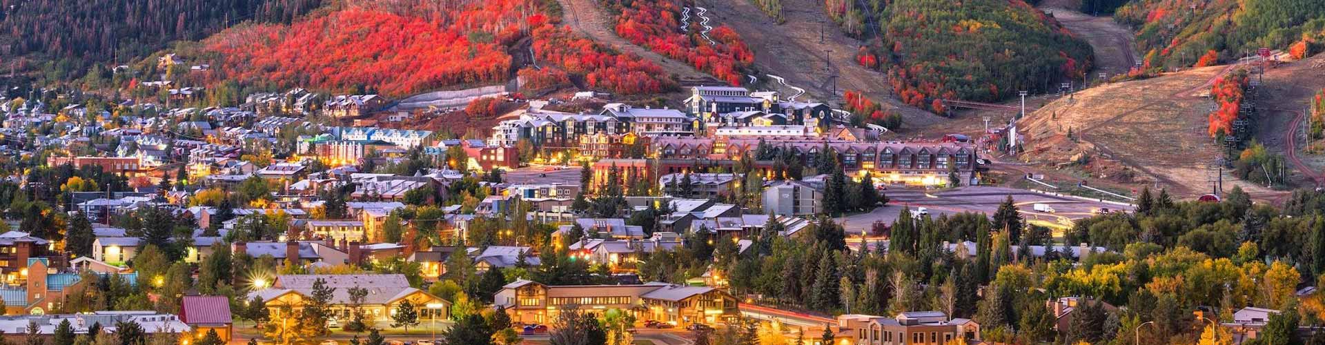 a city with a lot of trees and buildings with Summit Slopes luxury transportation.